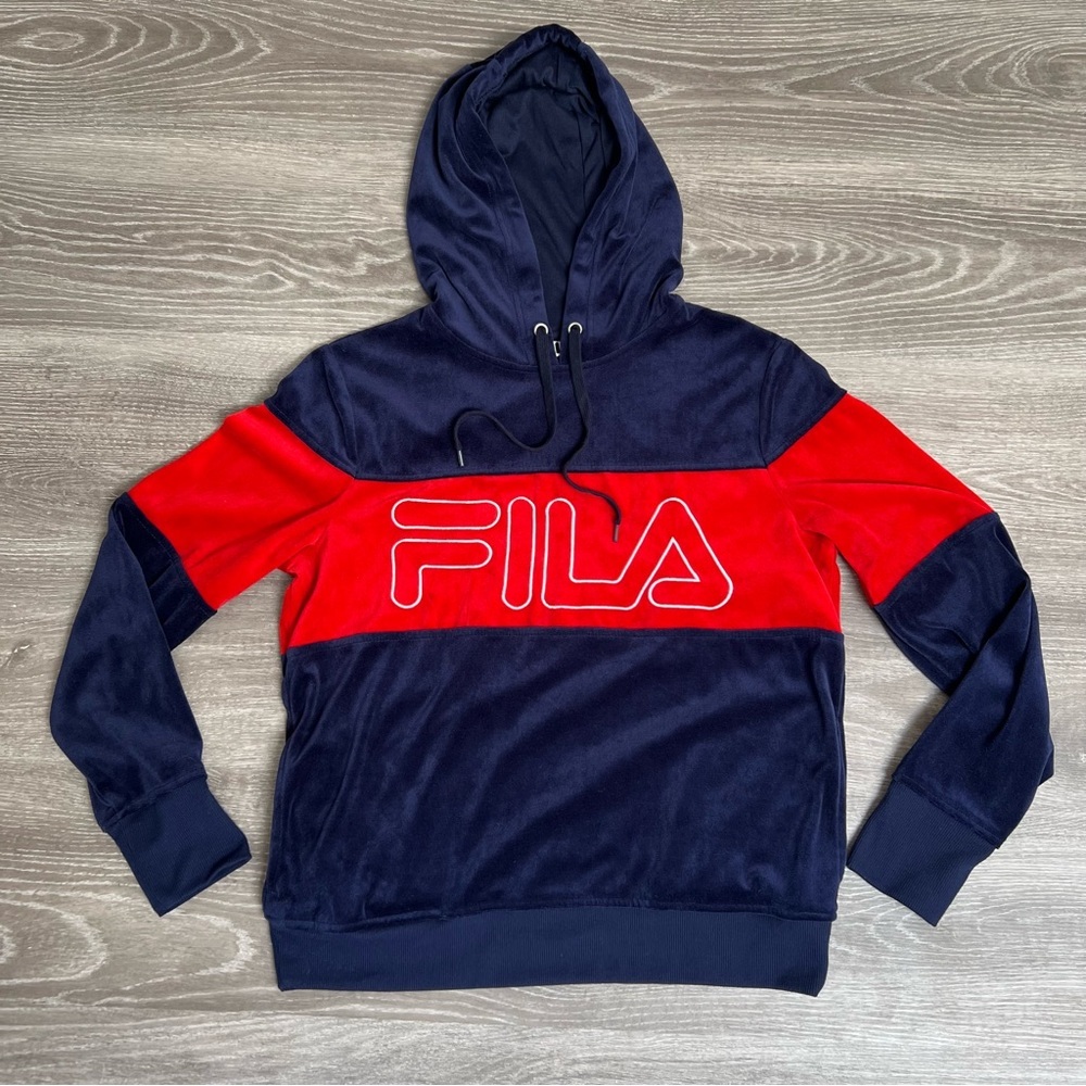 Fila Velour Hoodie Sweatshirt Size Medium​